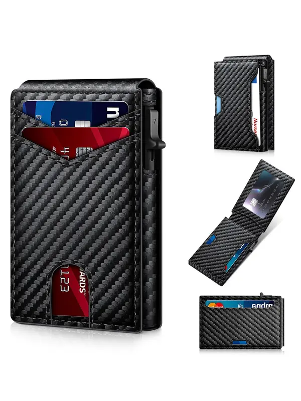 Men's Business Rfid Blocking Wallet, Simple Plain Multi Card Slots Wallet, Minimalist Matching Super Slim Card Holder for Men Back To School, Business Matching Wallet 1