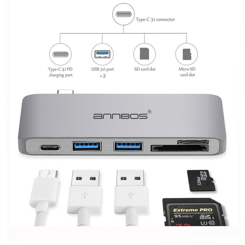 Cổng Chia USB-C Hub AnnBos 5-In-1 Type C Card Reader & HUB A051HB5 (Grey) 4