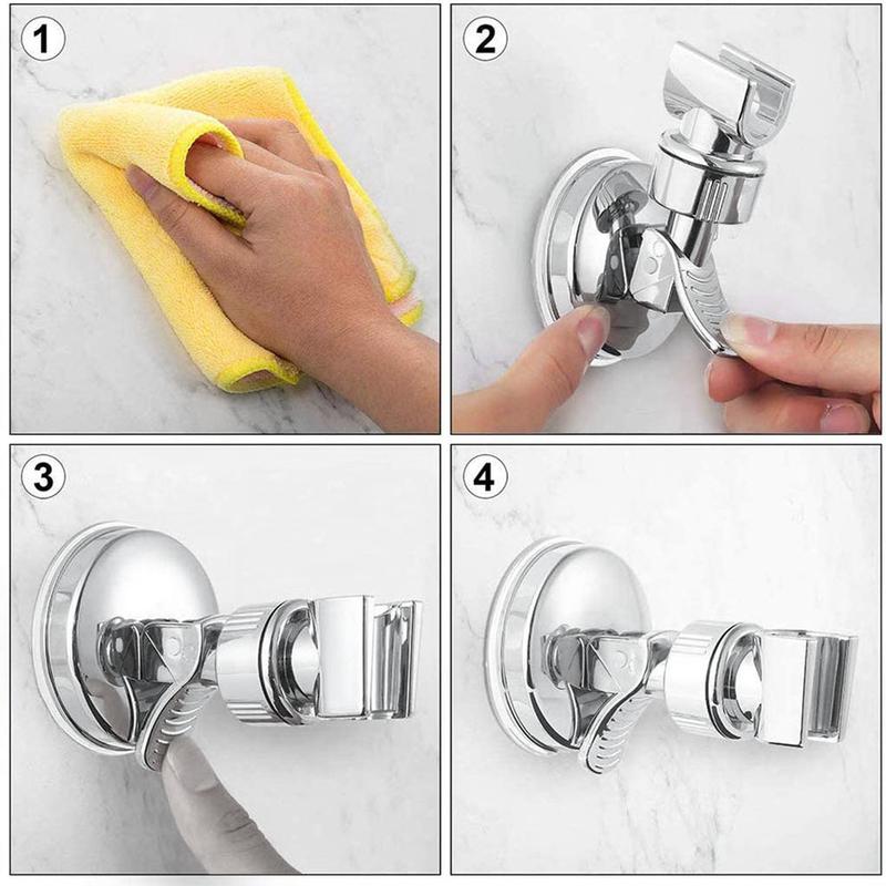 2 Set of Shower Head Holder Wall Mounted Adjustable Shower Spray Bracket with Vacuum Suction Cup for Home Hotel Bathroom 3