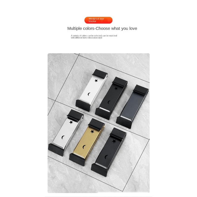 Product Introduction of New Stainless Steel Folding Door Stop Self Adhesive No Drilling Door Wedge Anti-collision Sound Dampening Door Holder Door 25