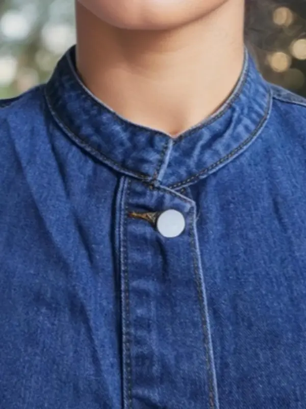 【Plus Size】 Denim Jacket, Casual Long Sleeve Button Front Outerwear for Daily Wear, Women's Plus Clothing for All Seasons 5