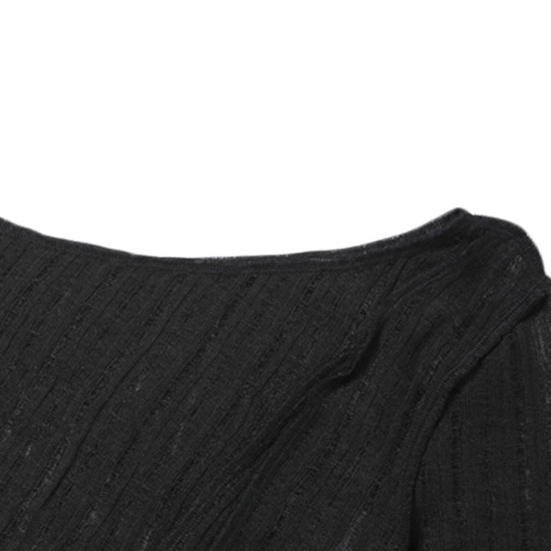 Product Introduction of dance1o1-Women Fashion Solid Color Oblique Shoulder Irregular Exposed Navel Tops 31