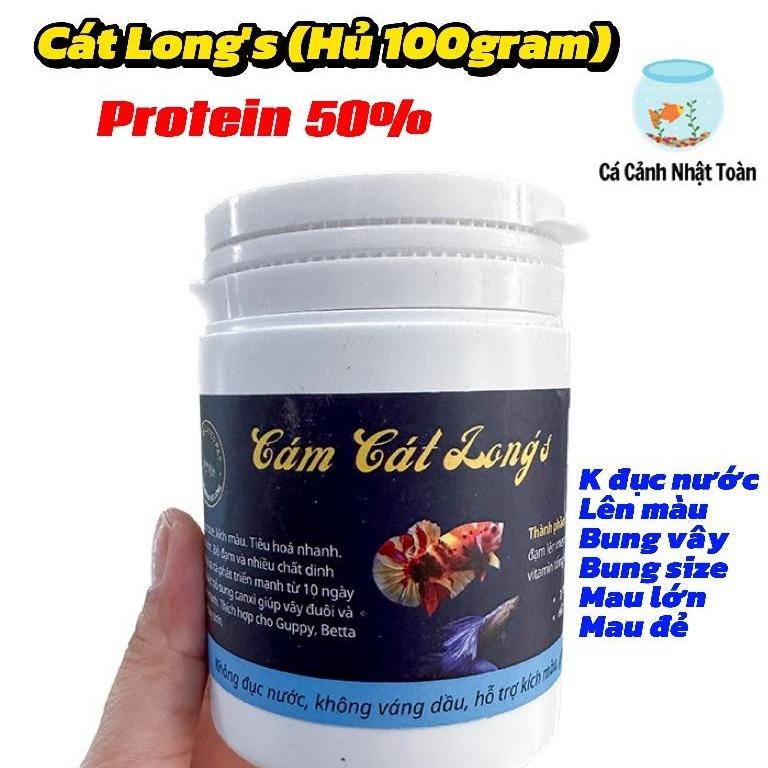 Hủ 100gram Dạng Hạt Cám Cát Long’s FAT Thức ăn cho cá guppy, betta và các loài cá cảnh khác