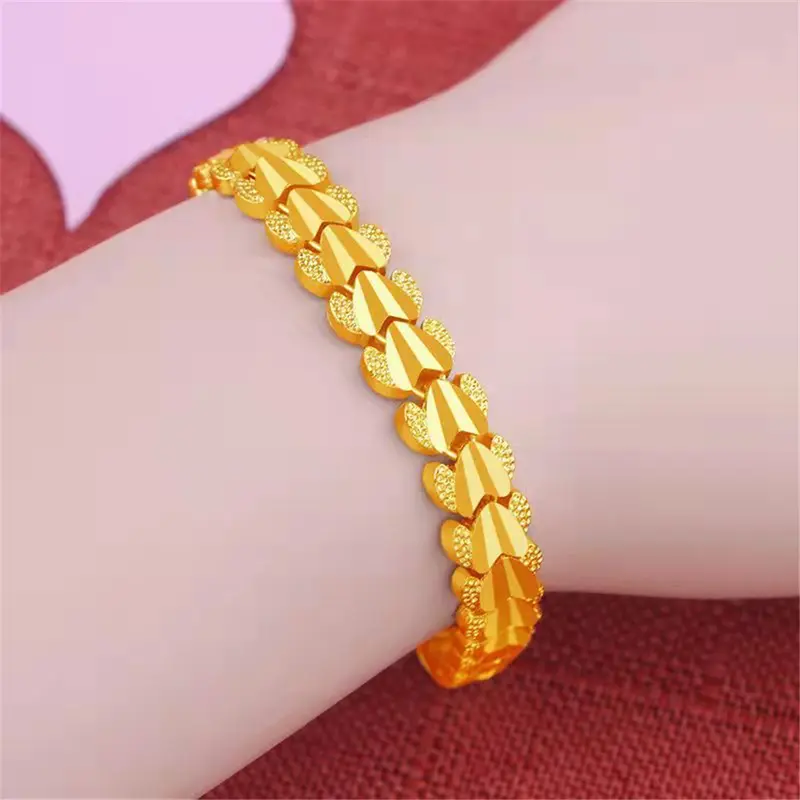 Vòng Tay Dây Chuyền Xích Màu Vàng Đồng Thau, Phong Cách Hàn Quốc, Vòng Tay Hạt May Mắn, Dành Cho Phụ Nữ, Thích Hợp Cho Đám Cưới Và Quà Tặng Sinh Nhật 4