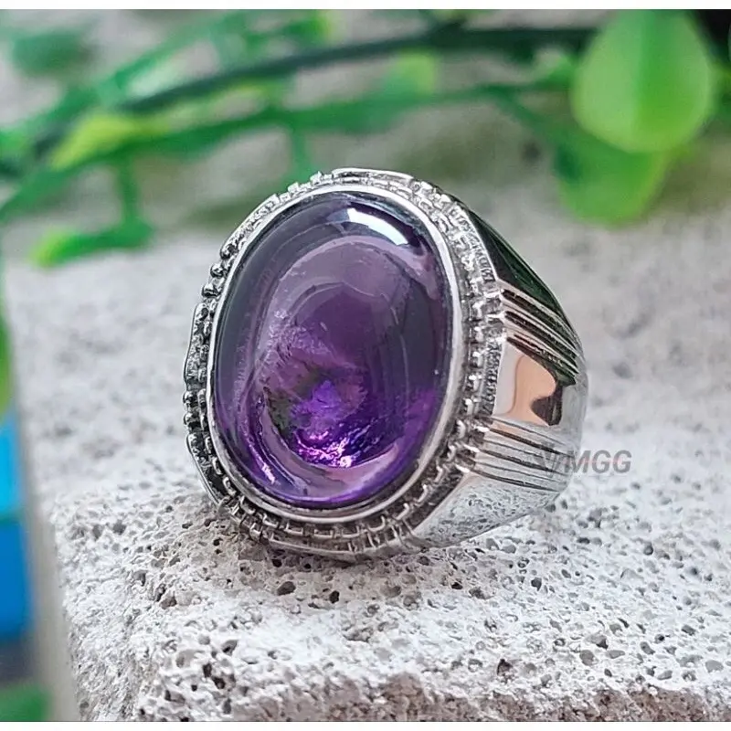 Cincin Batu Natural Kecubung Bungur Amatyst Original Stone