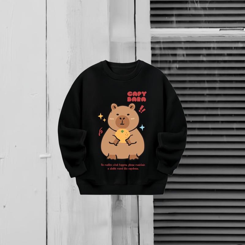ẢNH THẬT - Áo sweater trơn nỉ bông 100% cotton siêu đẹp, nam nữ mặc được unisex ulzzang Women Hoodie Top Cổ Tròn Capybara Labubu 5