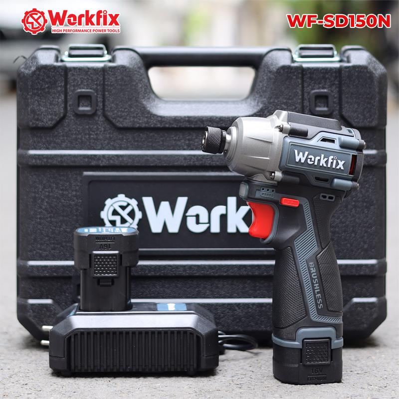 Máy Bắn Vít Workfix 150N.m - WF-SD150N - 3 Tốc Độ - Động Cơ Từ - 2 Pin 16.8V 2Ah - Đầu 1 4 - Nhỏ Gọn Chuyên Dùng Làm Nhôm Kính Làm Mộc Nội Thất...