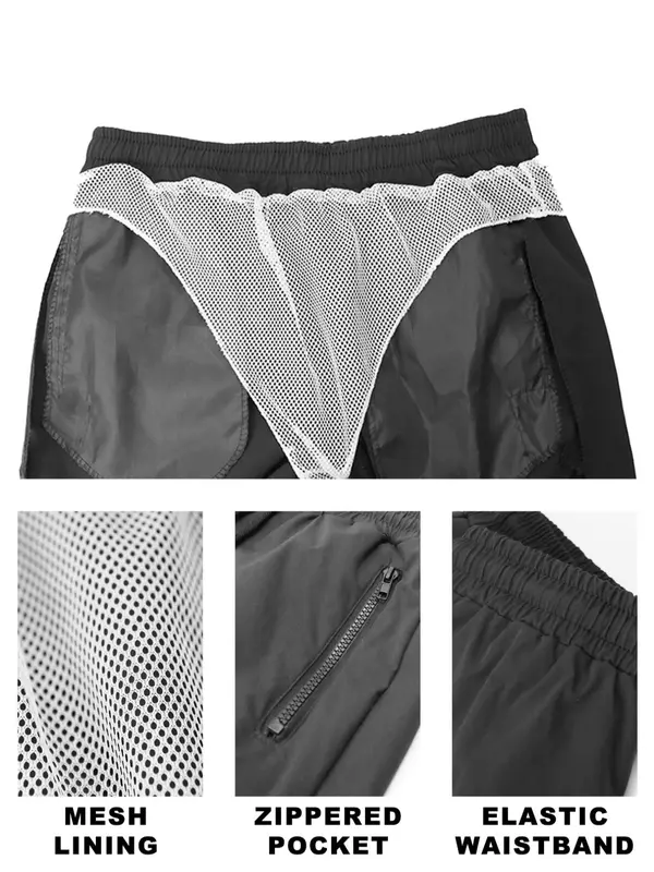 Men's Regular Fit Palm Tree Print Zipper Side Pocket Beach Shorts, Casual Breathable Quick Drying Swim Shorts for Summer, Men's Shorts for Beach Vacation 8