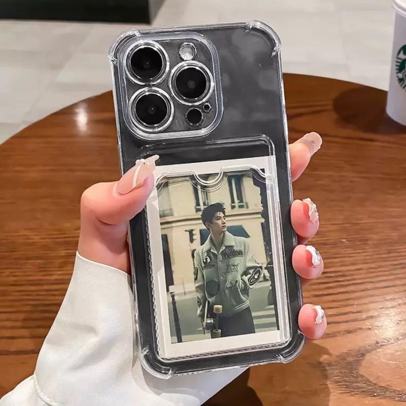Product Introduction of TPU card - inserting phone case, suitable for Apple 16 Pro Max.It is a transparent anti - drop phone protective case for Apple 15, iPhone 13 and iPhone 14 4