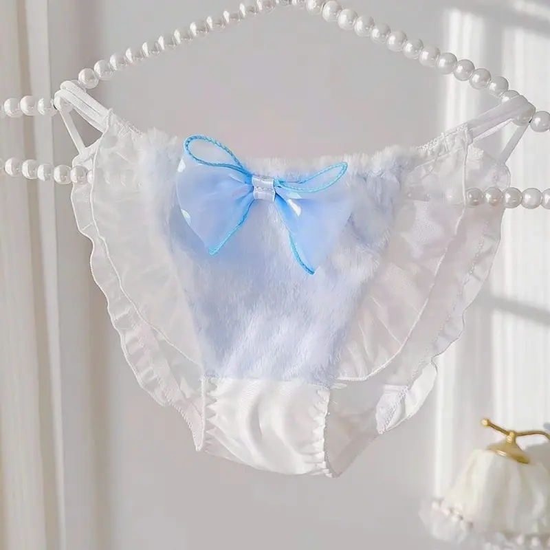 [Bᶖg SIZE] QUẦN LÓT NỮ DÂY SƯỜN ĐÔI ĐÍNH NƠ HOẠ TIẾT LÔNG VŨ LẠ MẮT, PHONG CÁCH NHẬT DỄ THƯƠNG 1