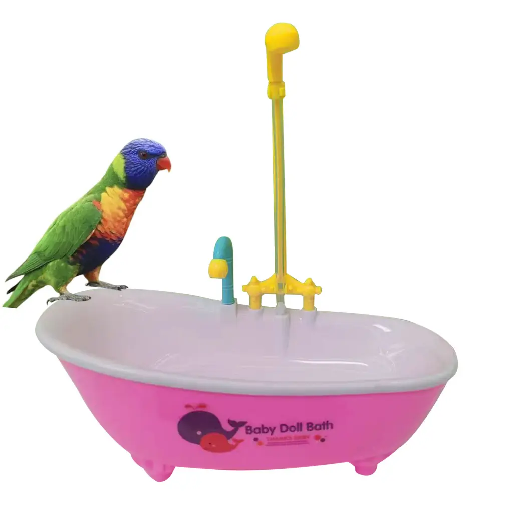 Rhoudve Abs Plastic Birds Bath Parrot Bath Tub Electric Bath Shower Tub for Parrots Automatic Fountain for Small to Medium Birds for Cockatiels Parakeets Conures Lovebirds Easy