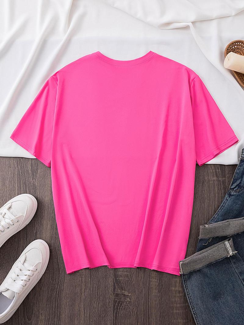 Product Introduction of Women's Dinosaur & Letter Print Round Neck Graphic Tee, Vintage Trendy Casual Short Sleeve T-shirt for Daily Wear, Ladies Summer Outfit 9