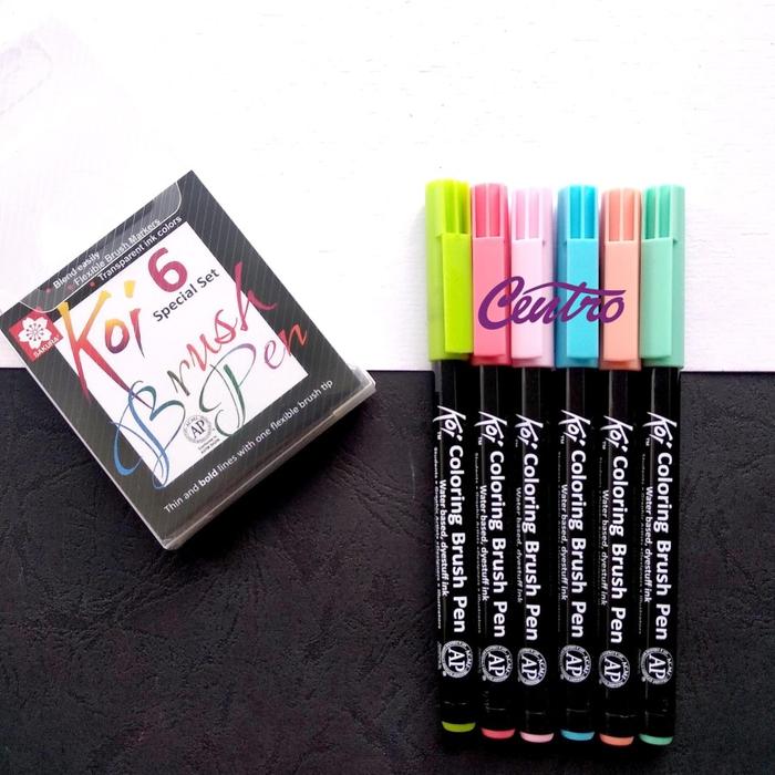 Gambar Sakura Koi Coloring Brush Pen Set 6 Color Pastel Kuas Calligraphy dari CENTRO TRADING Kota Bandung Tokopedia