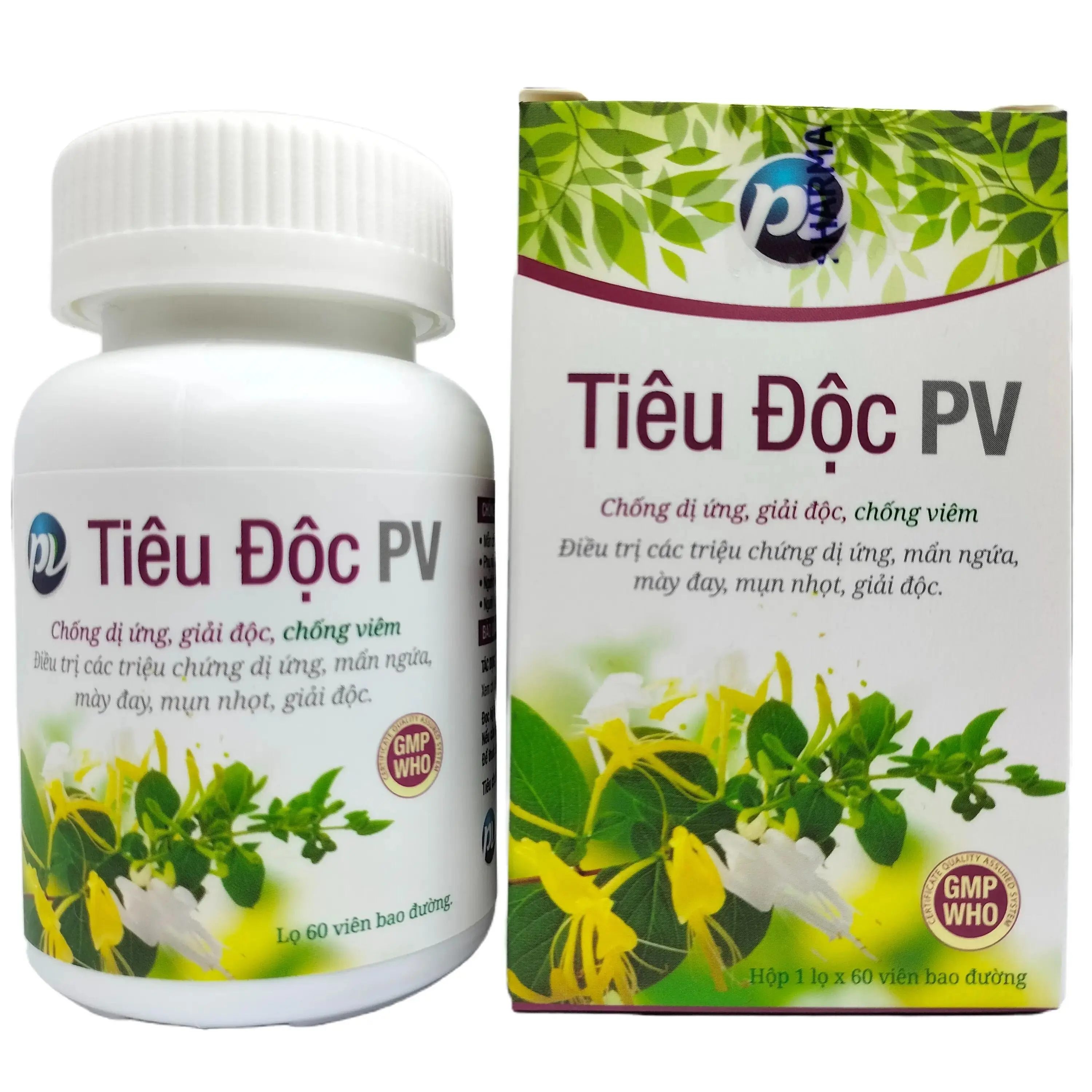 Tiêu Độc PV lọ 60 viên - Dị ứng, mẩn ngứa, mày đay, mụn nhọt, giải độc