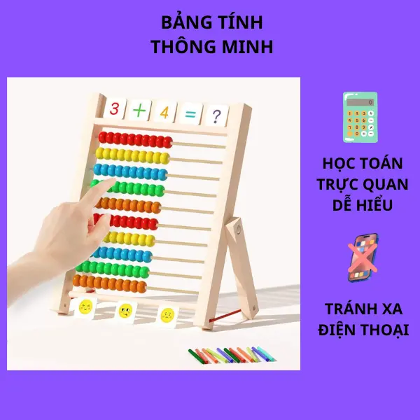 Đồ chơi trí tuệ bảng tính thông minh làm từ gỗ tự nhiên không độc hại, tiện lợi an toàn cho trẻ Toy