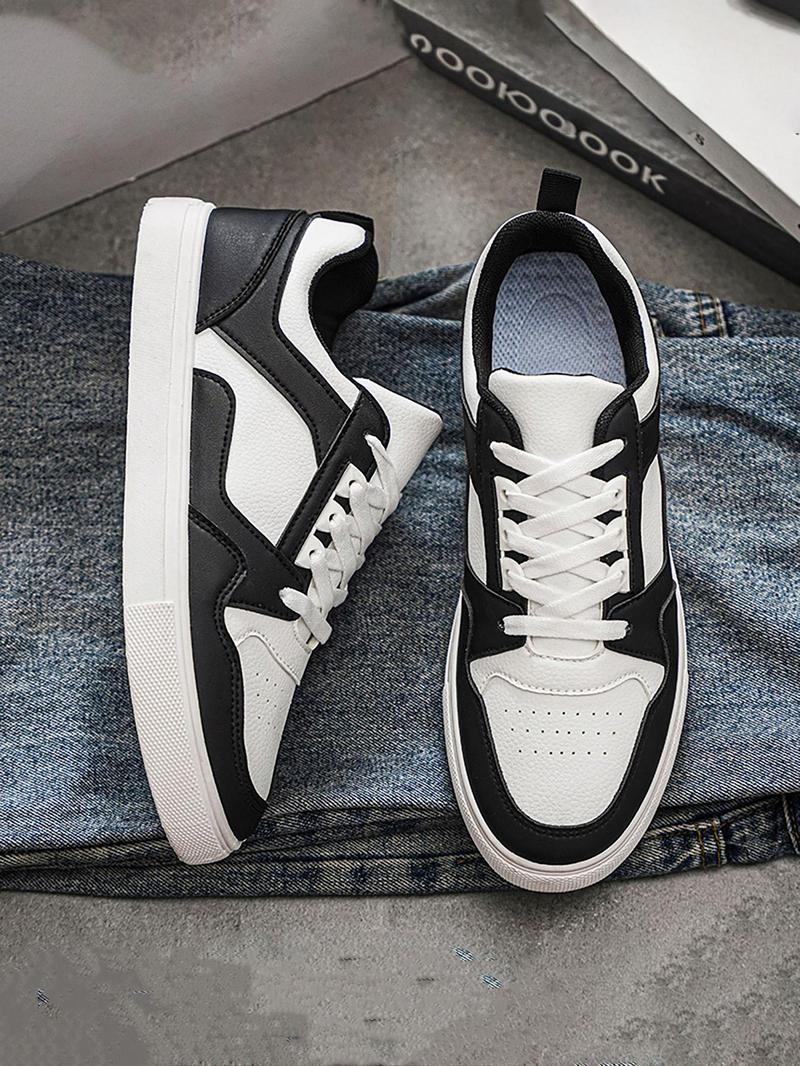 Product Introduction of Men's Fashion Colorblock Lace Up Low Top Sneakers, Casual Comfortable Breathable Sports Running Shoes, Male All-match Round Toe Shoes for Daily Wear 6