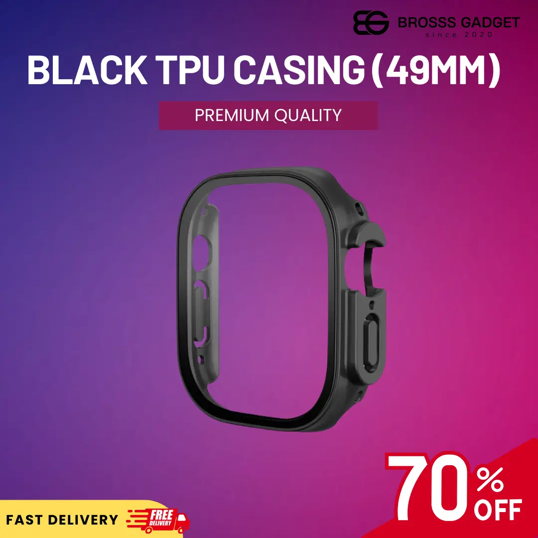 (BLACK) Smart Watch Soft Clear TPU Case for 49mm Cover Case Ultra-thin Watch Protector Smartwatch Bumper