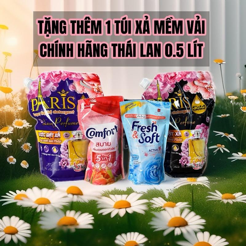 [ MUA 1 TẶNG 2 ] - TÚI NƯỚC GIẶT XẢ PARIS GOLD 2.2kg - Tặng thêm 1 túi giặt xả 2.2kg Paris Gold + 1 Túi Comfort Thái Lan 500ml Làm Sạch