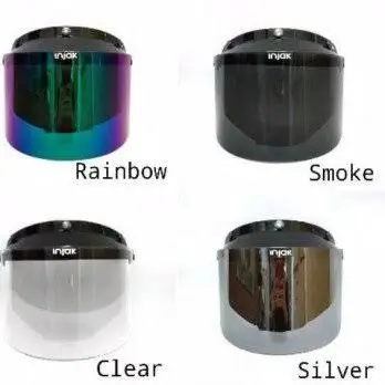 Kaca Helm Bogo Datar Cembung Pet Dop Glos Injack Hitam Bening Silver Pelangi Termurah untuk Motorcycle