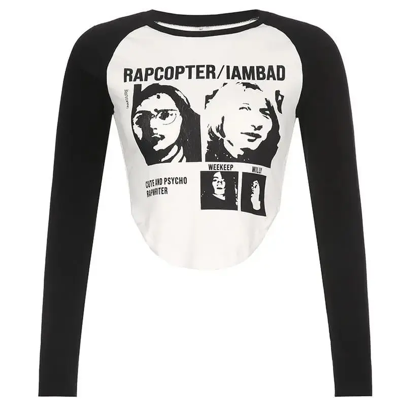 Ev Stuff -Baju Crop Top Remaja Longsleeve RAPCOPTER RIB Ala Korea Kekinian LD 88 0