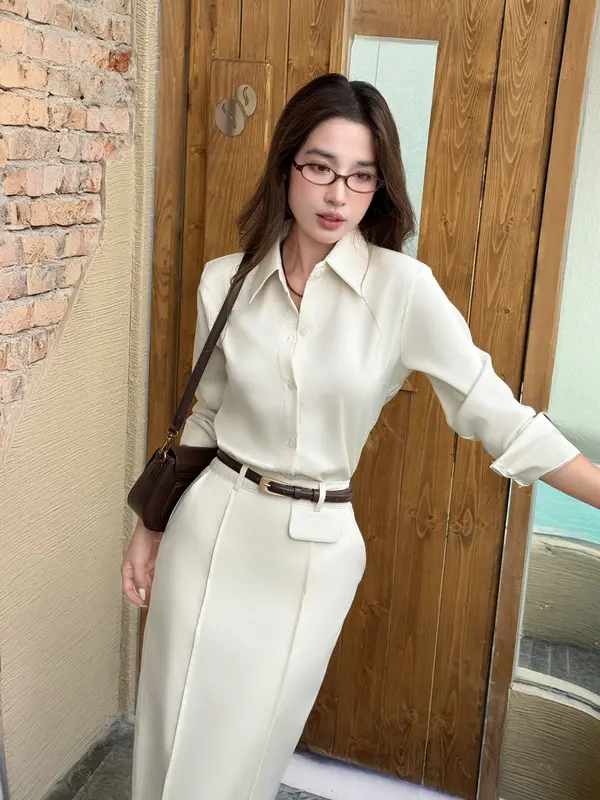 La Merci - Áo Sơ Mi Nữ Chất Vải Cotton Xước Thái Phong Cách Công Sở, Size SM A09 6
