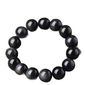 Gelang Tangan Obsidian, Emas Hitam Alamiah, untuk Lelaki dan Wanita, Manik Bertuah Tahun Kelahiran Obsidian Emas, Obsidian Mata Berwarna-warni Biji Ais, Gelang