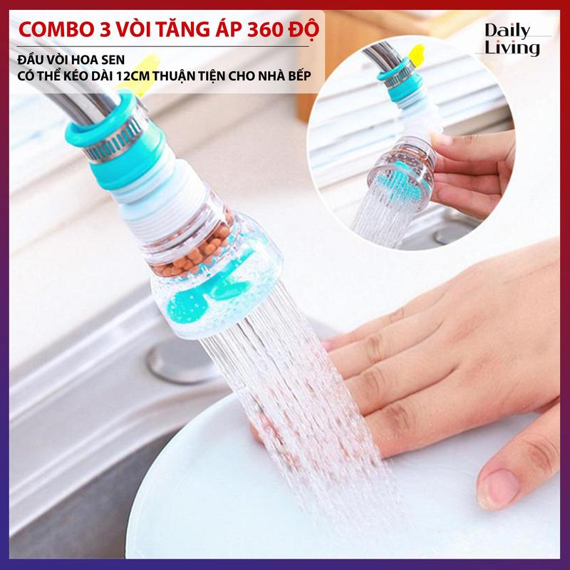 Combo 3 Vòi Lọc Nước Rửa Bát DLS Đầu Vòi Nước Chống Bắn Tiện Lợi Có Thể Kéo Dài Vòi Rửa Bát Chất Liệu Nhựa An Toàn