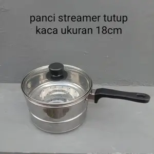 PANCI STEAMER BAHAN STENLIS TUTUP KACA UKURAN 16 & 18CM