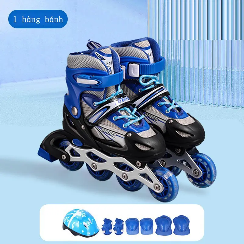 Giày trượt patin trẻ em một hàng bốn bánh, hai hàng bốn bánh, có thể điều chỉ kích thước 1