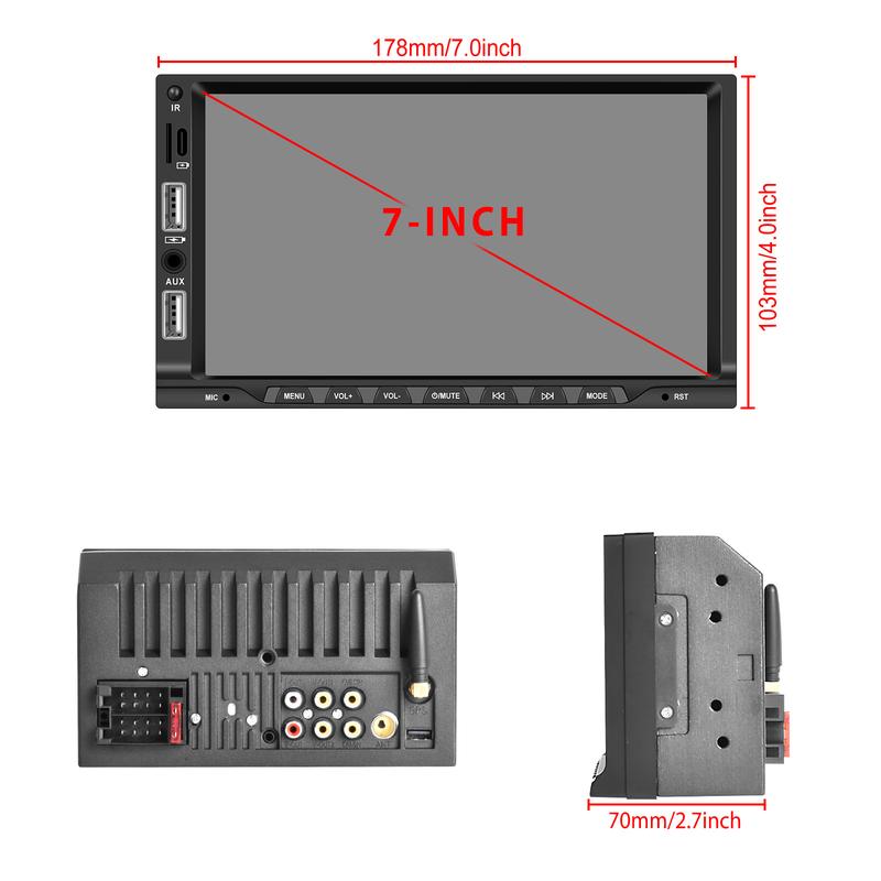 Product Introduction of Compatible with 7inch Dual-Socket MP5 Player - Wireless CarPlay with Microphone for Car Central Control Integrated System 52