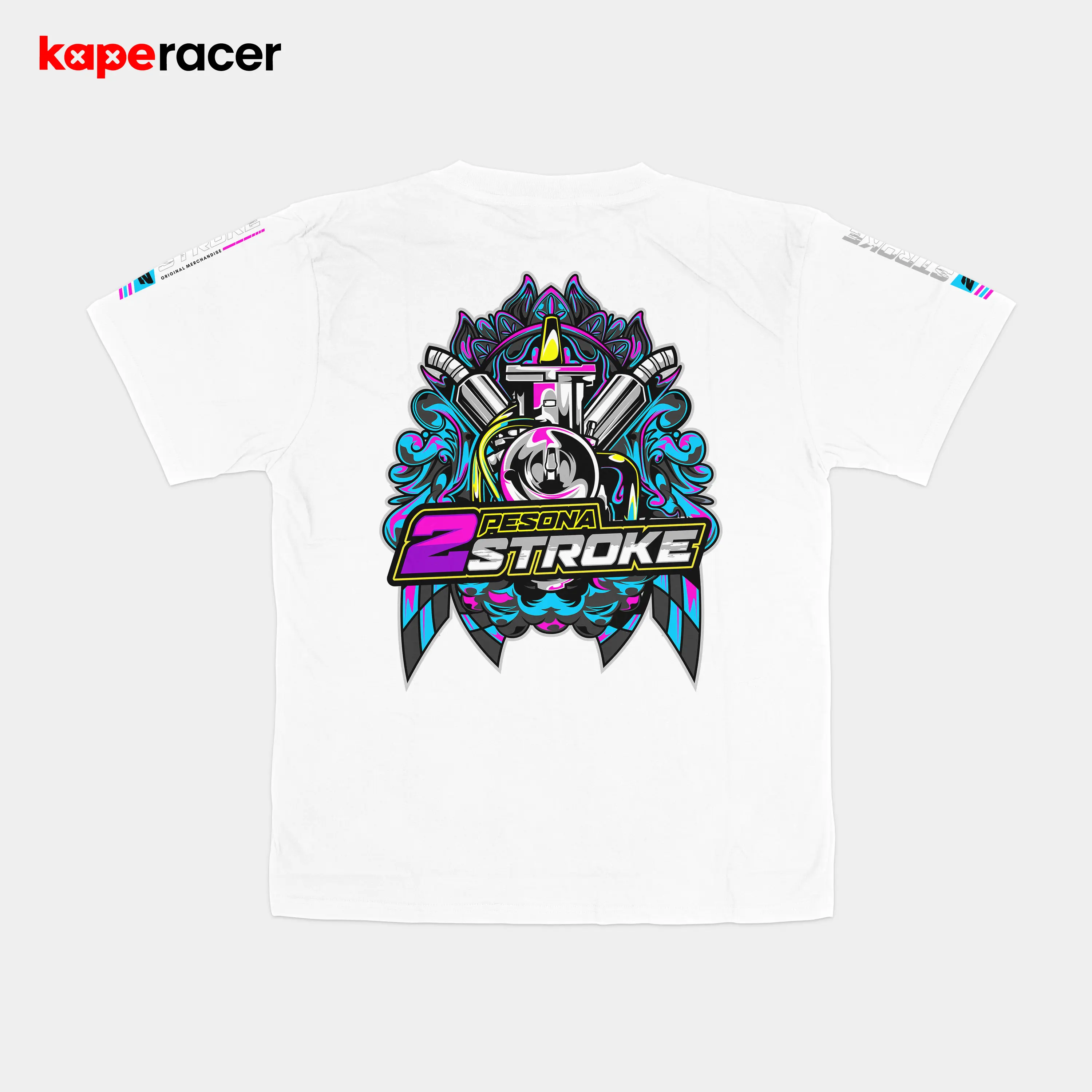 Kaperacer Pesona 2 stroke original kaos & baju racing premium 2 & 4 stroke putih keren terbaru Distro Atasan