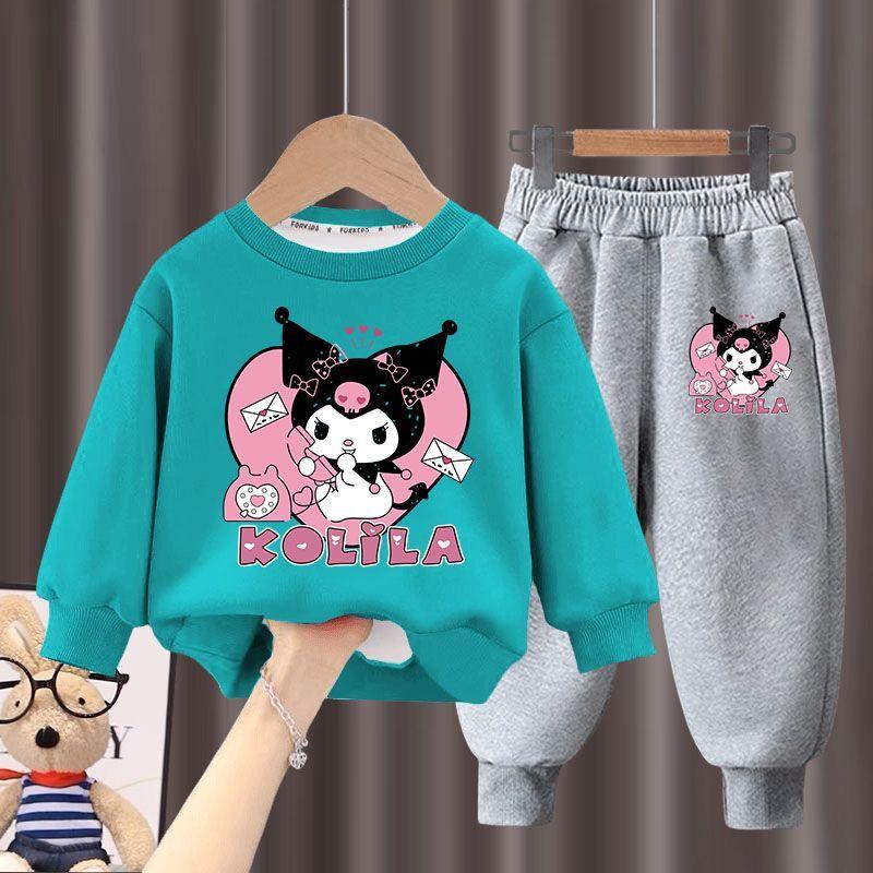Product Introduction of Set Musim Luruh Gadis Kuromi, untuk Musim Bunga dan Musim Luruh, Dua Helai, Seluar Hoodie, Seluar Nipis, untuk Kanak-kanak set  rok batik baju  shirt set  baju one set  blouse skirt baju  shirt baju  denim b  rbie 13