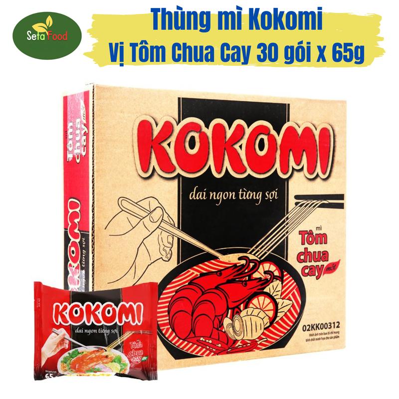 1 thùng mì Kokomi 30 gói x 65gram vị tôm chua cay Miến Vị Chua