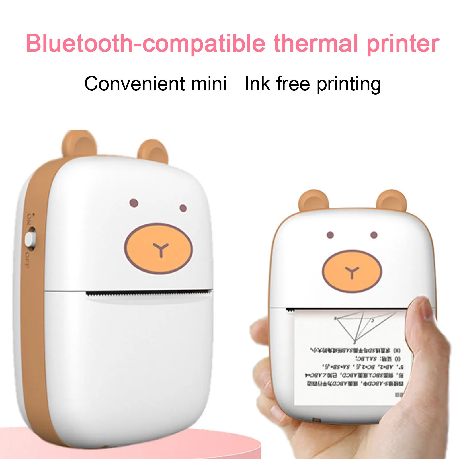 Tuwrea Portable Wireless Printer for Travel Bluetooth-compatible Thermal Inkless Printer for IOS And for Android Laptop Small Printer with 5 Rolls Paper for Home Office
