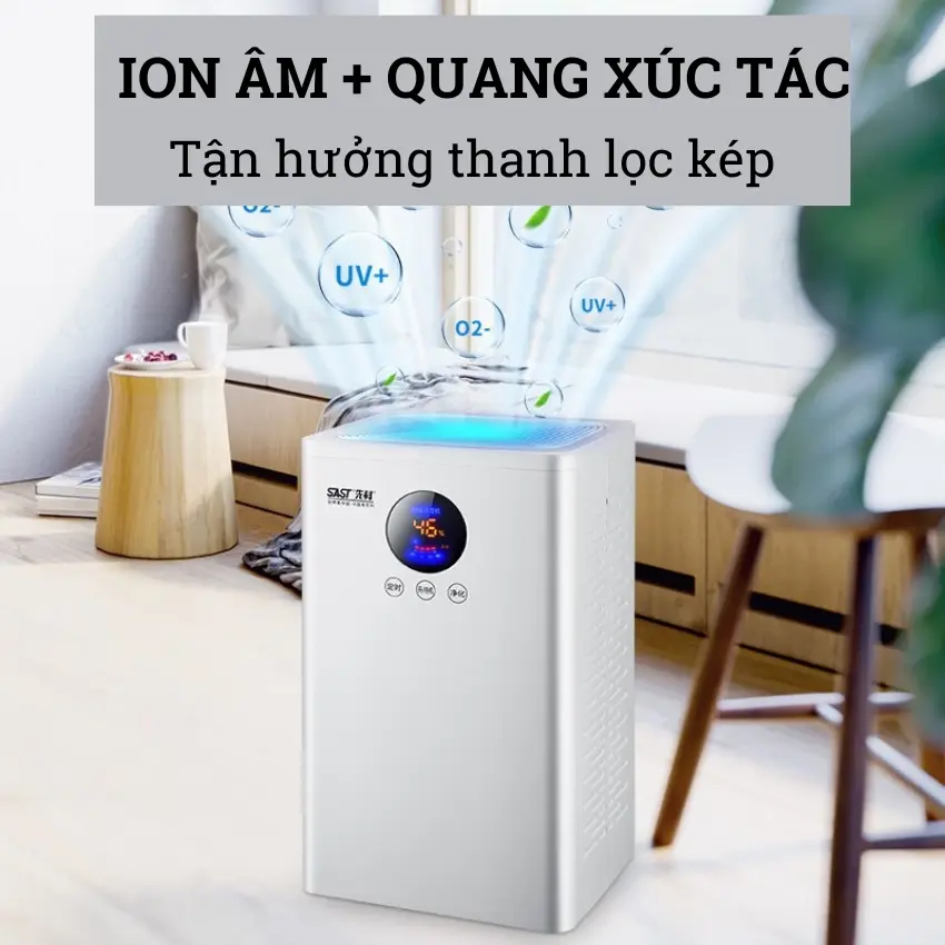 [Hỏa tốc Hà Nội] Máy hút ẩm không khí chống nồm gia đình 2L SAST CG-982- Hiển thị độ ẩm mini, độ ồn thấp, tiết kiệm điện Làm Sạch Khử Khuẩn