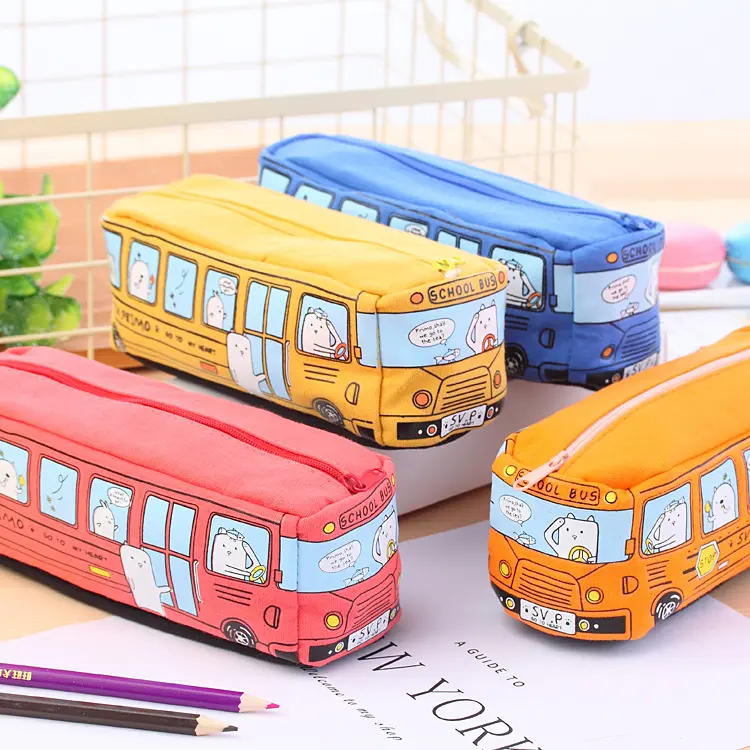 1pc Creative Large Canvas Car Pencil Case School Supplies Pencil Cases Pouch Girl Boys Stationery Pen Bag Storage Holder