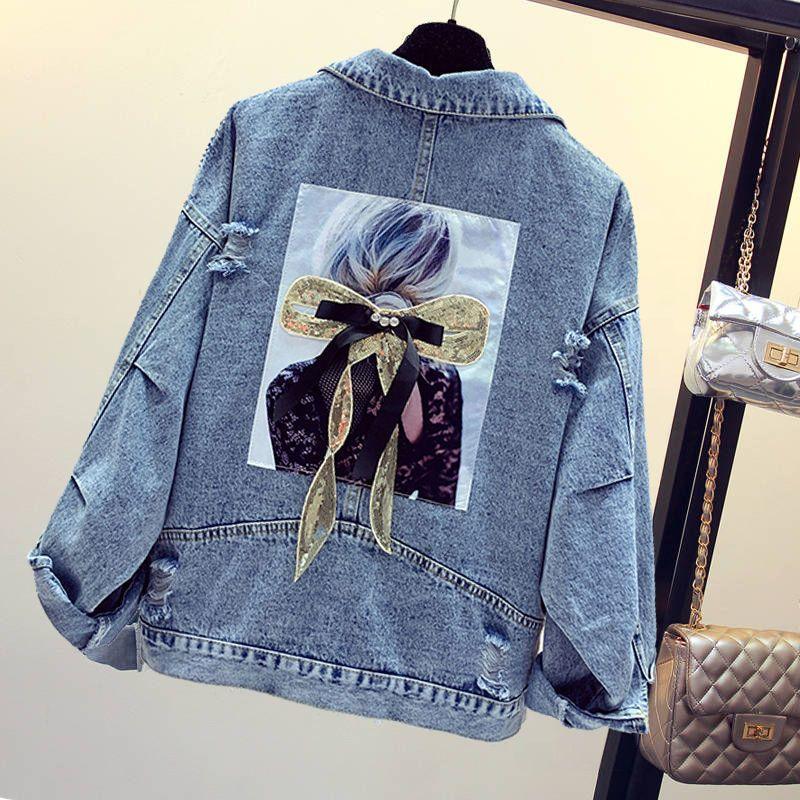 Áo Khoác Denim Thêu, Phổ Biến Trên Internet, Dành Cho Nữ, Dáng Rộng Vừa Vặn, Phong Cách Hàn Quốc, Thích Hợp Cho Mùa Xuân Và Mùa Thu, Thiết Kế Bạn Trai, Thời Trang Ngắn Công Nghiệp Nặng, Xu Hướng Châu Âu, Hàng Mới Về Năm 2021 Top Women Jacket 0