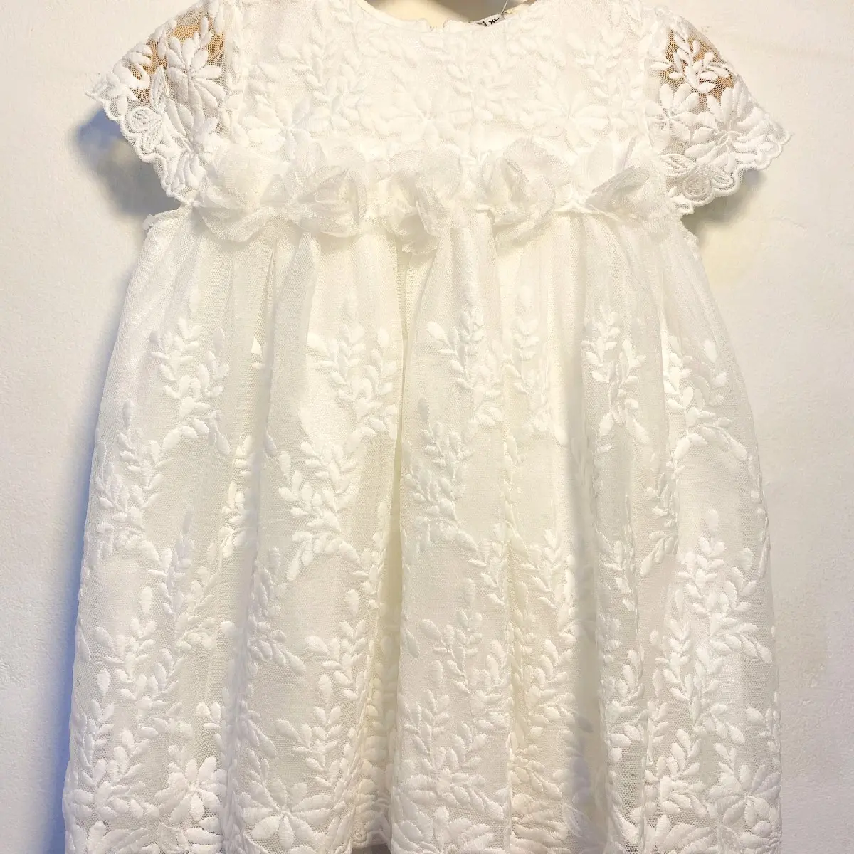 Baju Gaun Dress Aqiqah Bayi Perempuan Newborn 0 6 Bulan warna putih Brukat