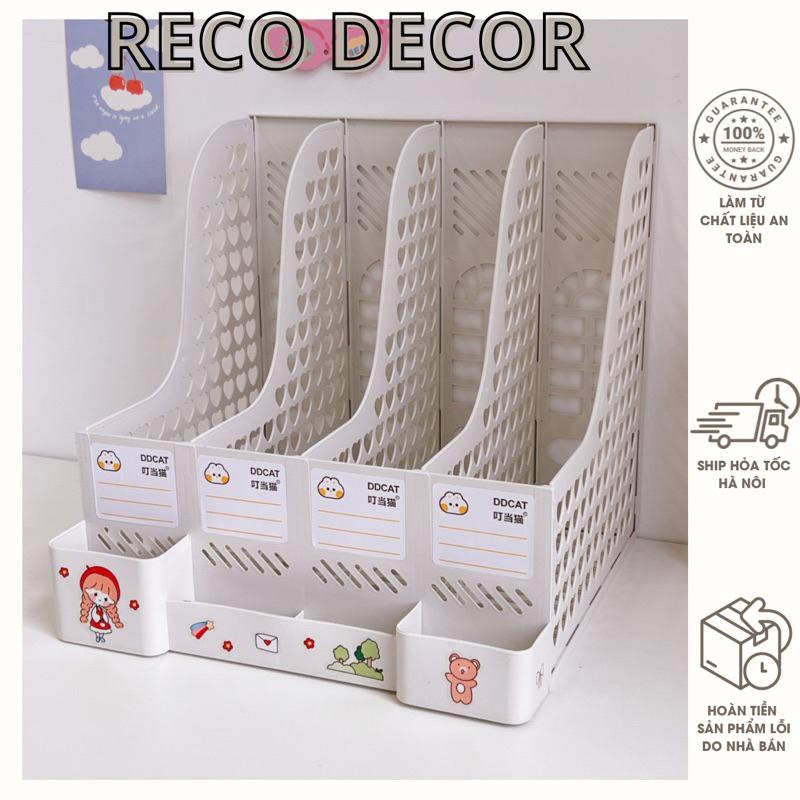 [Tặng Sticker] Giá Để Tài Liệu 4 Ngăn Kệ Nhựa Đựng Sách Đơn Giản Decor Bàn Học
