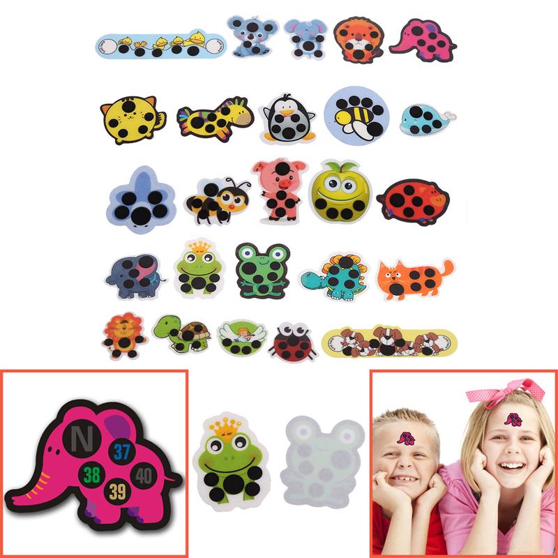 Product Introduction of 5PCS Convenient Plastic Color-changing Body Temperature Sticker Forehead Temperature Measuring Sticker for Children 46