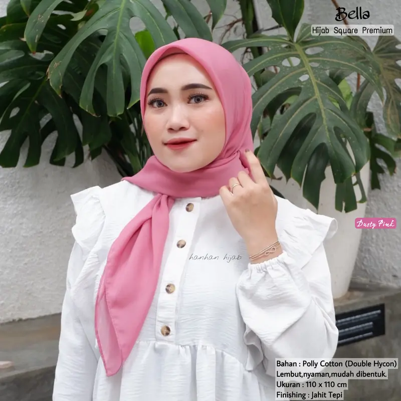 Hanhan Hijab - (100K Get 5) Bella Square Premium Jahit Tepi (Segiempat Bella Premium Jahit Tepi) 7
