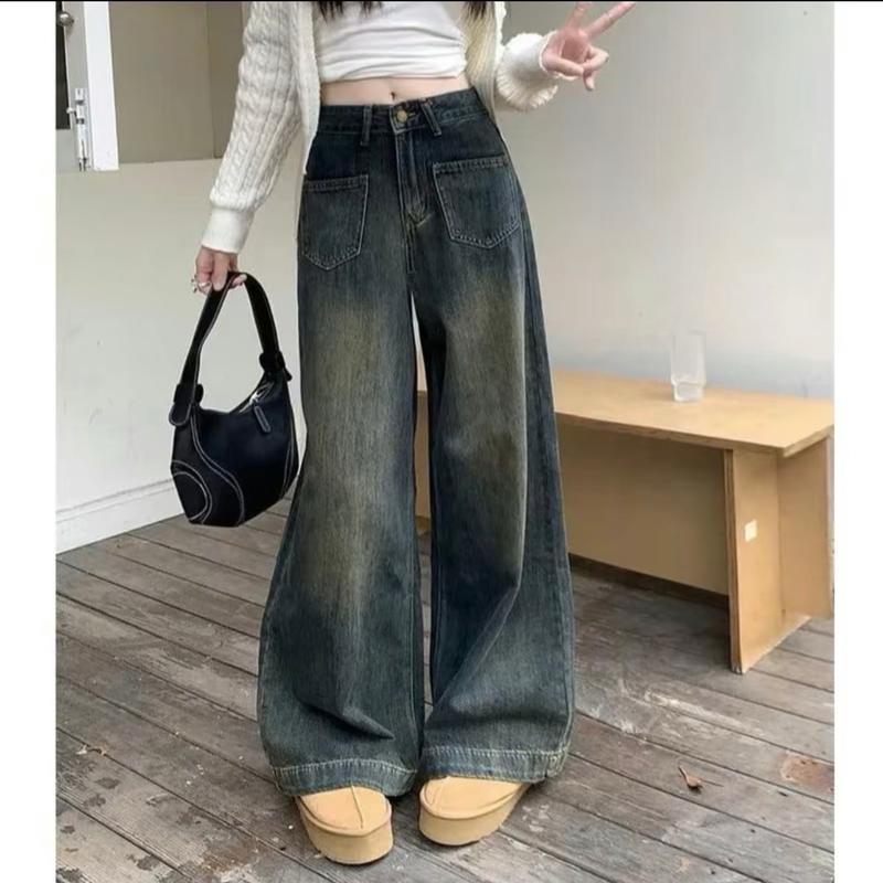 QUẦN JEANS ỐNG RỘNG,QUẦN JEAN GẤU LAI TÚI VUÔNG CẠP CAO HÁCH DÁNG PHONG CÁCH MỚI LẠ MẪU MỚI HOTTREND 4