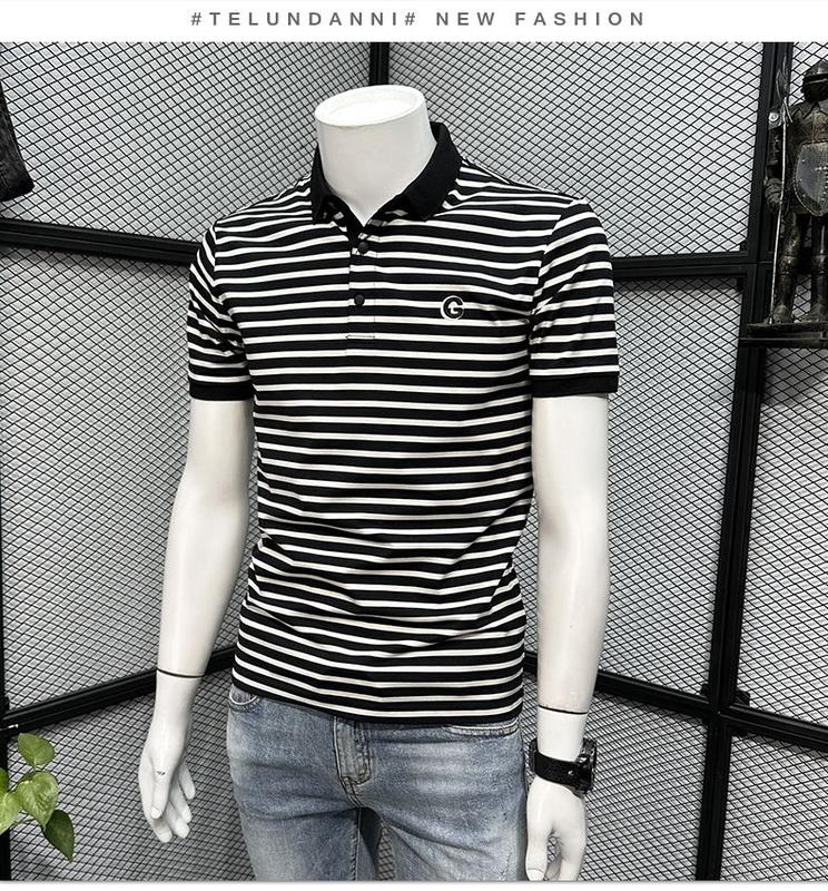 Product Introduction of Áo Polo Thêu, Dành Cho Nam Giới, Thương Hiệu Thời Trang Mùa Hè, Áo Thun Sọc, Thời Trang Cao Cấp Thường Ngày Có Ve Áo, Dáng Ôm, Dễ Phối Đồ, Áo Thun ngắn Tay Cộc Tay 6