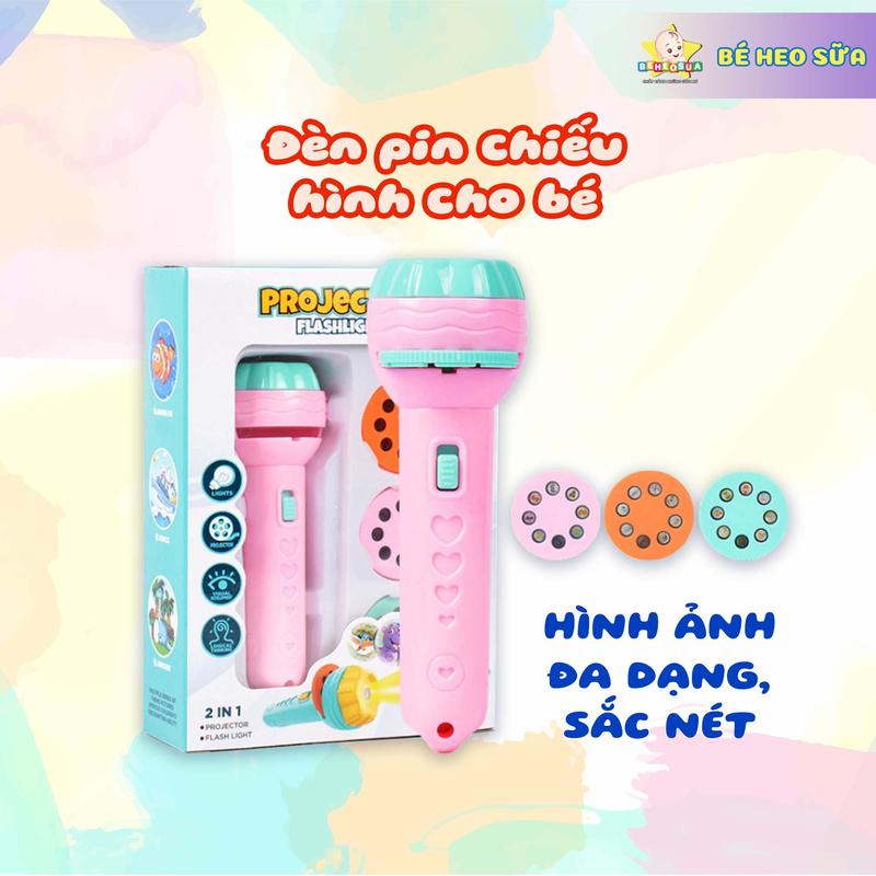   TẶNG PIN  Đèn pin chiếu hình 3D cho bé gồm 80 hình đáng yêu 
