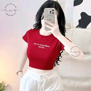 Áo Croptop Borip Ôm Body Nữ Form Basic Cổ Tròn Tay Ngắn In Chữ Art Is Everywhere Notice, Size S M L, Áo Croptop Ôm Body Nữ Áo Kiểu Xinh Đẹp In Hình Độc Lạ Đi Biển Đang Hot 2025 Mặc Hè Mặc Nhà Mặc Đi Chơi Thoải Mái Có Bigsize Đến 65kg