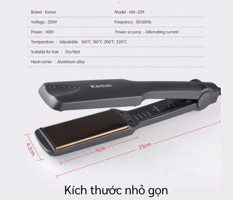 Máy Duỗi Tóc KEMEI Chính Hãng, Máy Uốn Tóc Làm Tạo Kiểu Ép, Là Thẳng, Bảo Hành 12 Tháng 4
