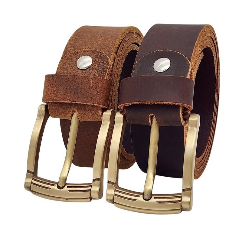  Dây da bò sáp DHM-518 | Mặt khoá kim mạ đồng kiểu bo tròn thời trang | Bảo hành 12 tháng 