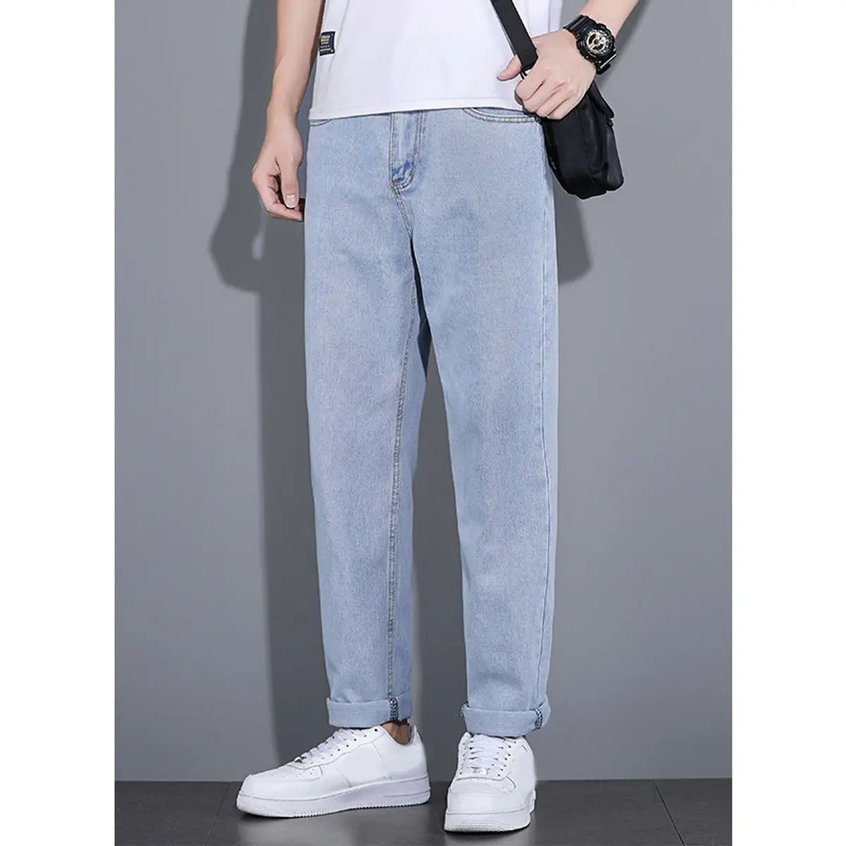 Quần bò baggy nam ống suông rộng màu xanh nhạt vải bò jeans xuất xịn C1 - GenZ Store HN