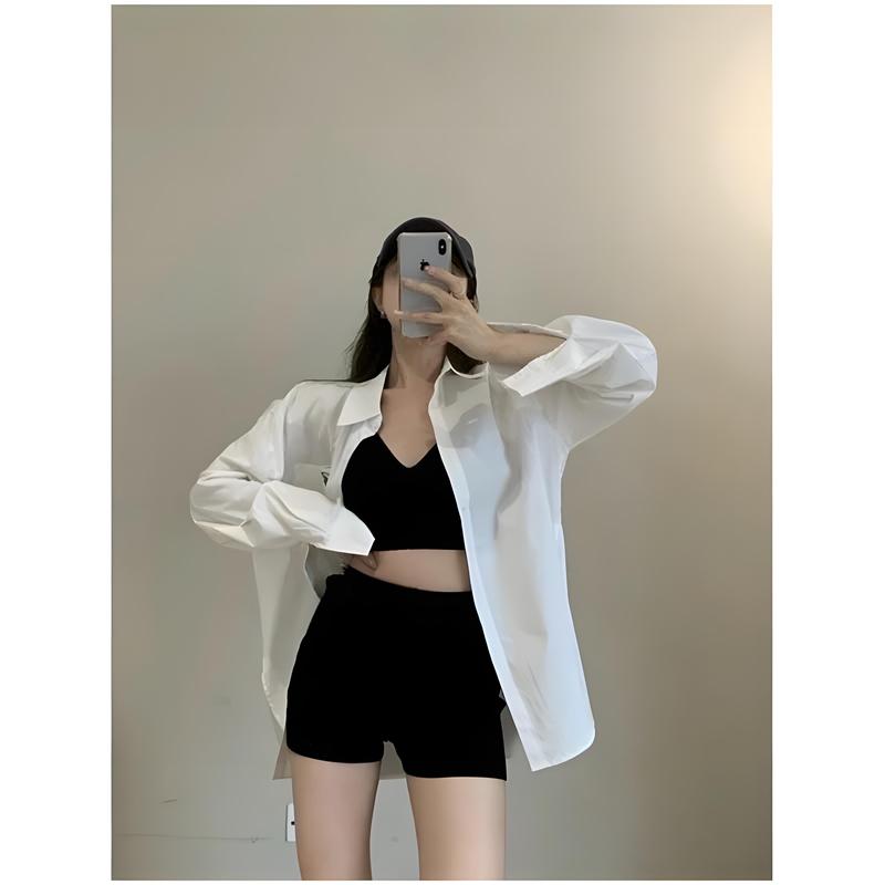 Đồ Bộ Đùi Nữ Cotton Kèm Áo Form Rộng In Hình Dễ thương Women Top Kem B2 8