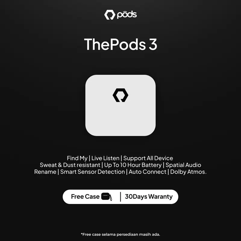 [FREE CASE] PRIME 3 Series - True Wireless Bluetooth Earphone Spatial Audio IMEI Serial Number Support iOS Android Wireless Case by Pods Indonesia 4